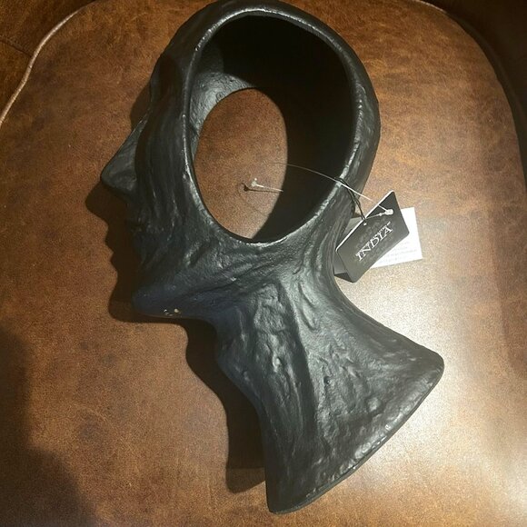 NWT 12" Contemporary Black Textured Face Contemporary Sculpture - Picture 6 of 6